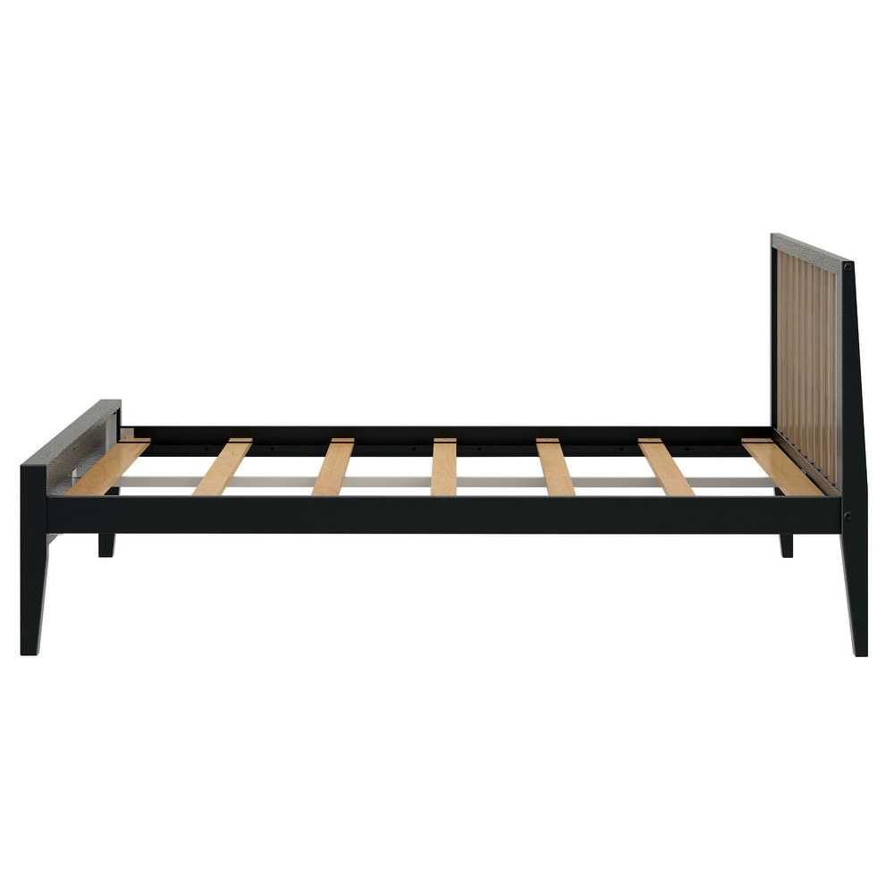 Plank and Beam Modern Full Size Bed with Slatted Headboard