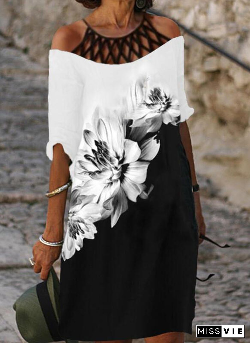 Daily Off Shoulder Printed Dress