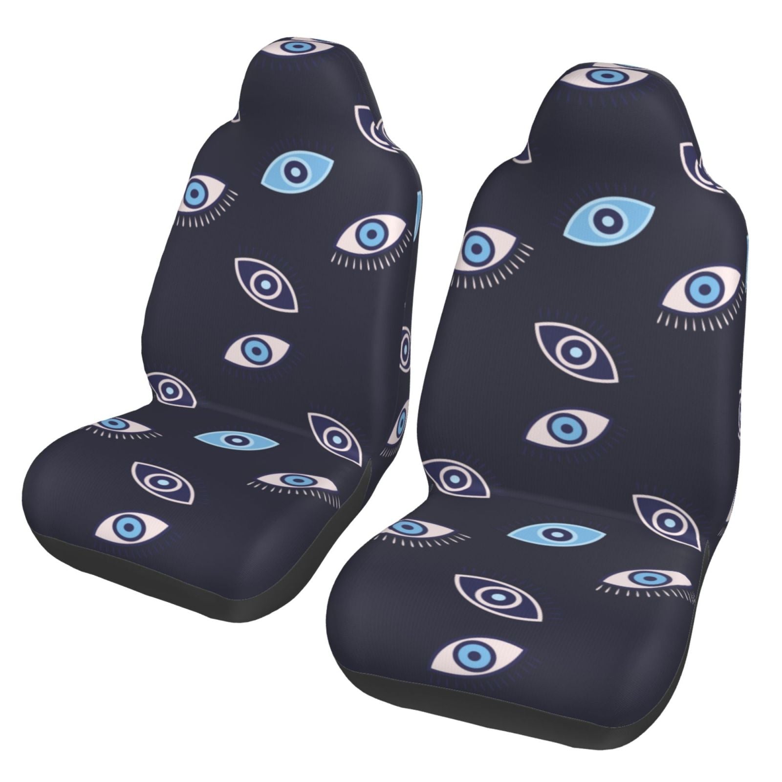 TEQUAN Front Seat Covers， Evil Eyes Pattern 2 Piece Car Seat Cover Fit Most Car SUV Truck Van