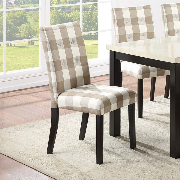 Dining Room Chairs Polyfiber Tufted Set of 2