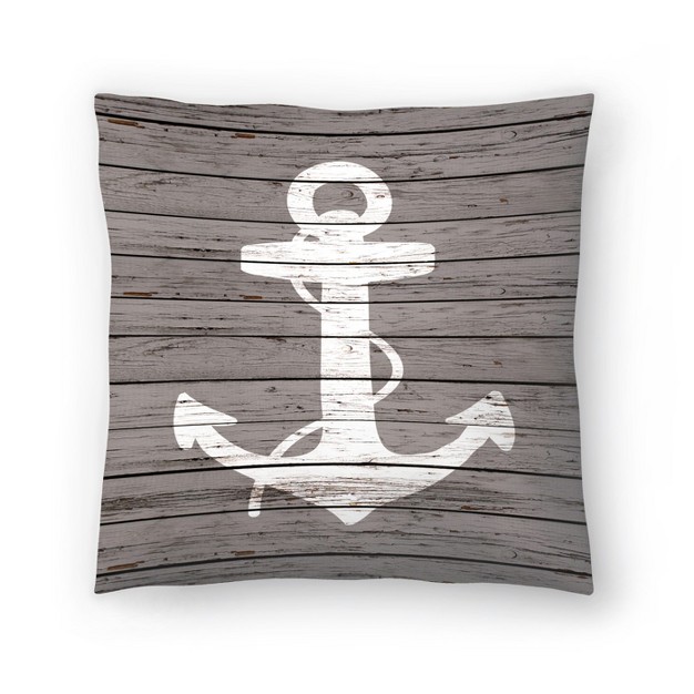 Americanflat Coastal Rustic Wood Quad Anchor By Samantha Ranlet Throw Pillow