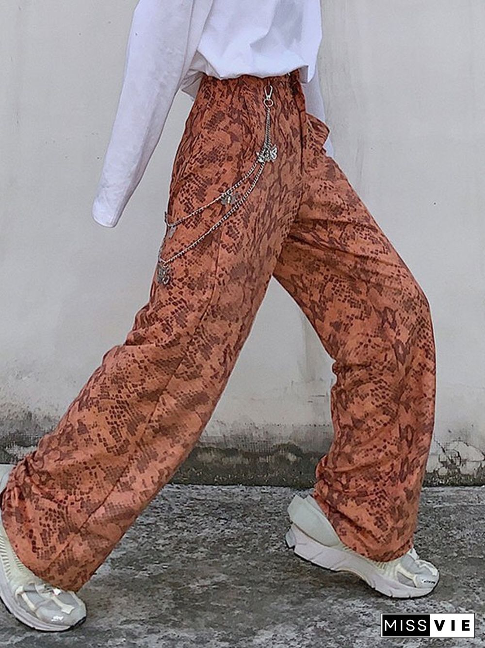 Snake Pattern Straight Leg Pants