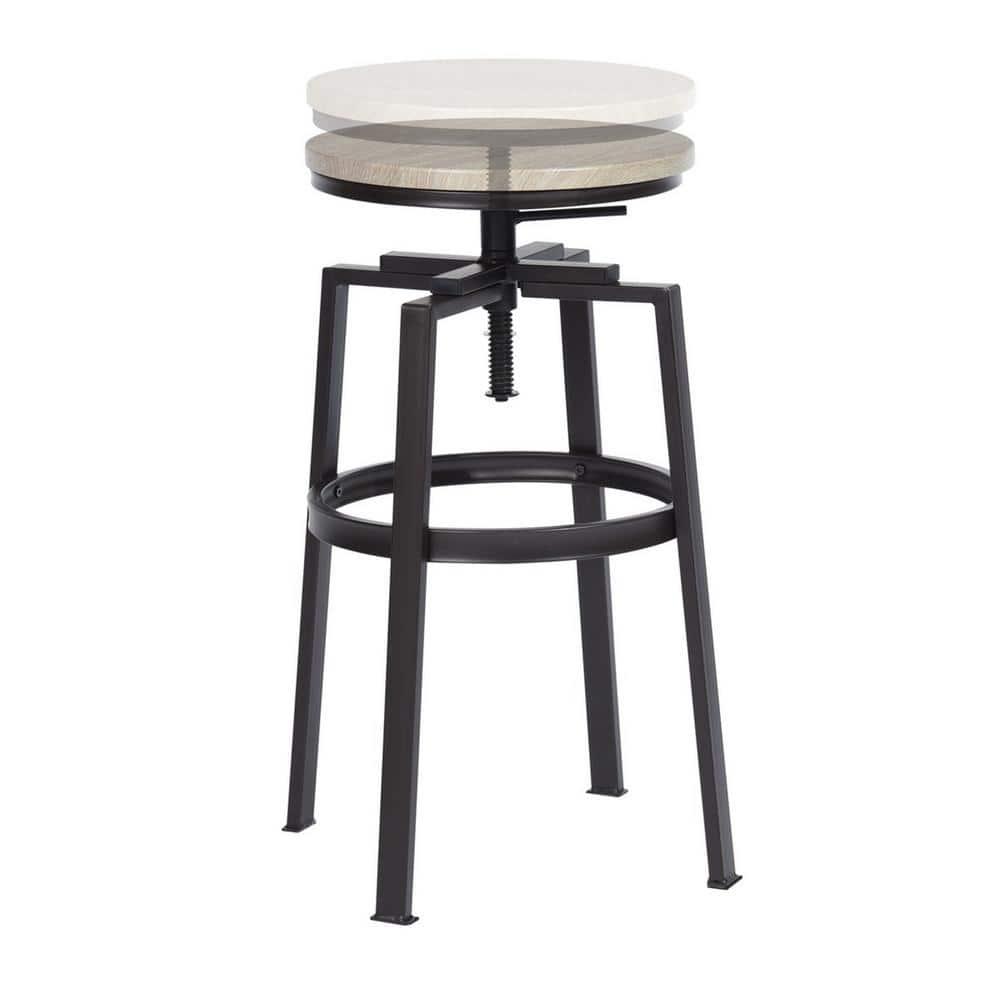 Wateday 29.50 in. Oak Backless Metal Frame Stool Height 28 in. Bar Stool with Wood Seat (Set of 2) YJ-YUKI9596293