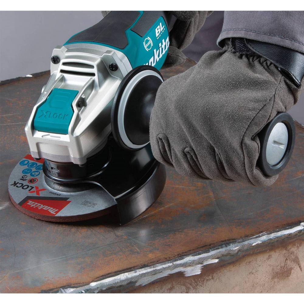 Makita 18V LXT Cordless BL 4.55 in. X-LOCK Paddle Switch Grinder Tool Only with Bonus X-LOCK 4.5 in. Masonry Blade 2-Pack XAG26Z-E-07222