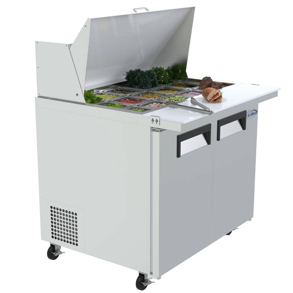 Koolmore 47 in. W 10 cu. ft. Refrigerated Food Prep Station Table with Mega Top Surface in Stainless Steel RPT47-2D-MT