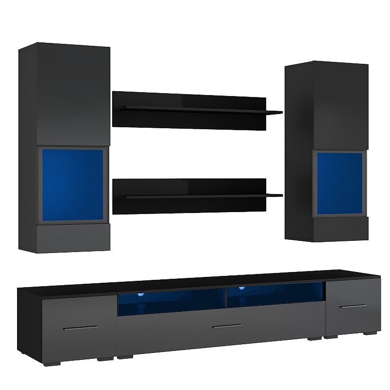 Merax Minimalist Style 7 Pieces Floating Tv Stand Set