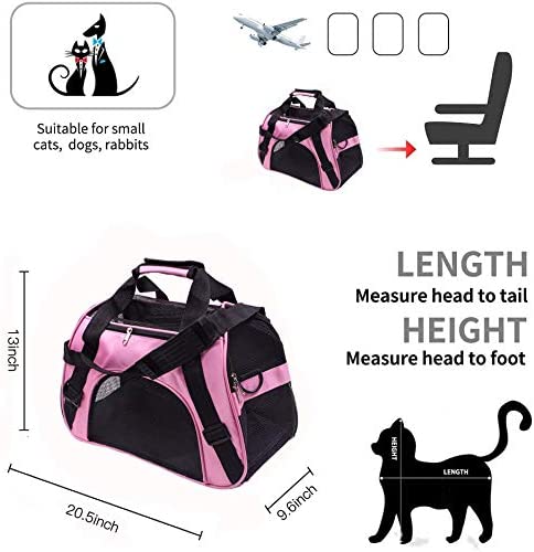 Pet Travel Carrier Portable Bag for Cats， Dogs， Kittens or Puppies， Collapsible， Durable， Airline Approved， Travel Friendly， Medium Sizeandnbsp;20.5