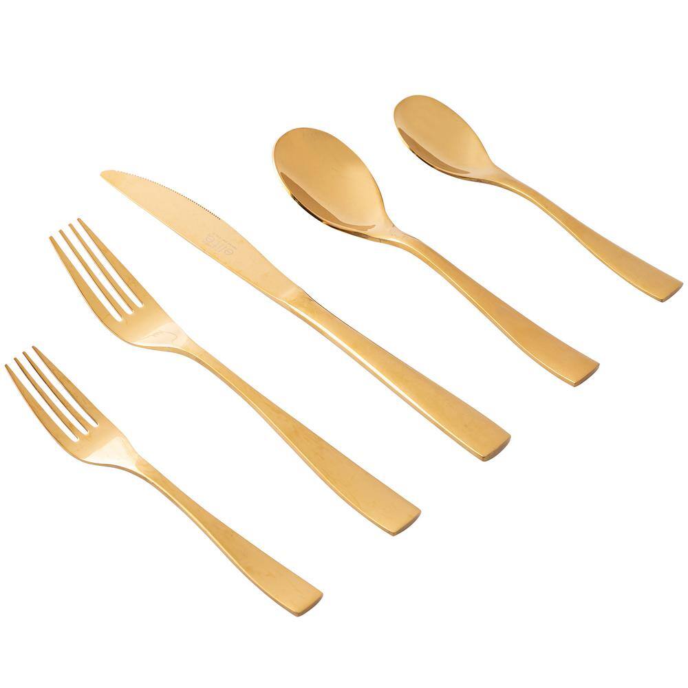 GIBSON HOME Holland Road 20-Piece Gold Stainless Steel Flatware Set 985119701M