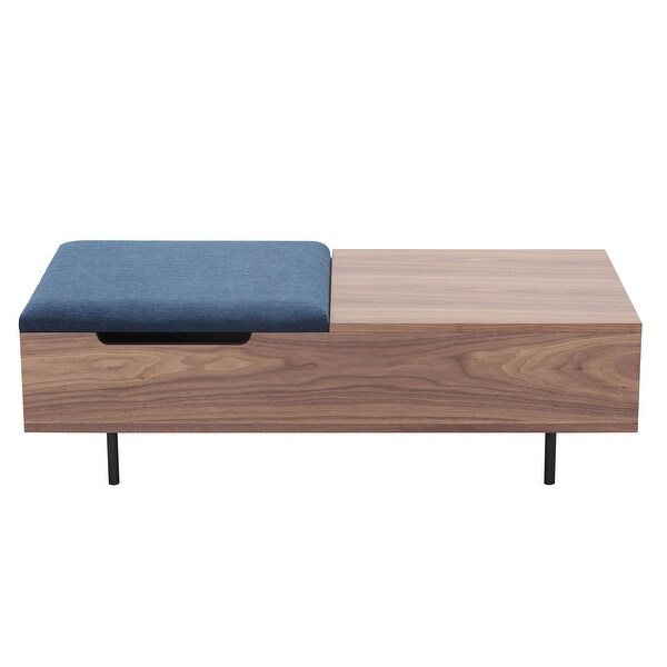 Coffee Table， Modern Wood and Metal Center Table with storage for Living Room