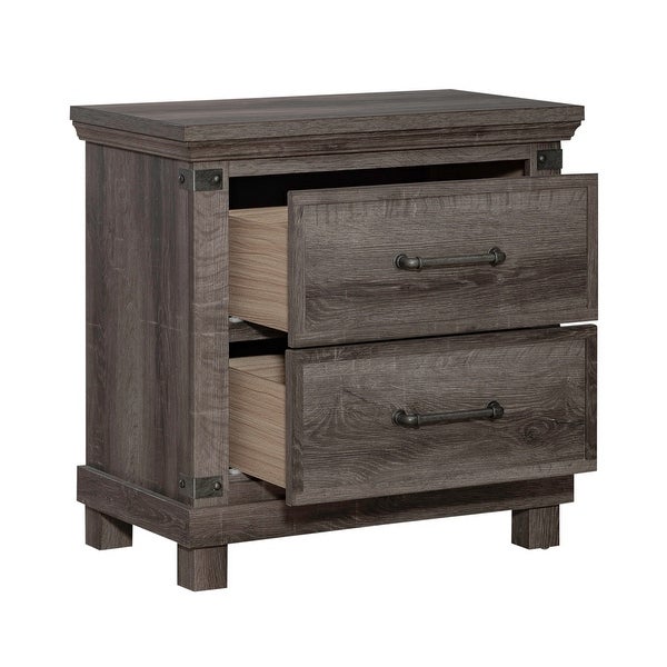 Lakeside Haven Brownstone Nightstand with Charging Station - - 36903193