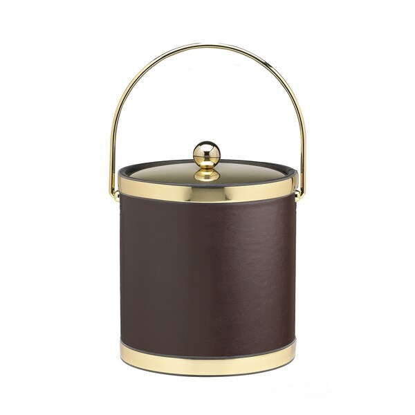 Kraftware Sophisticates with Polished Gold 3-quart Ice Bucket with Metal Cover， Bands and Bale Handle