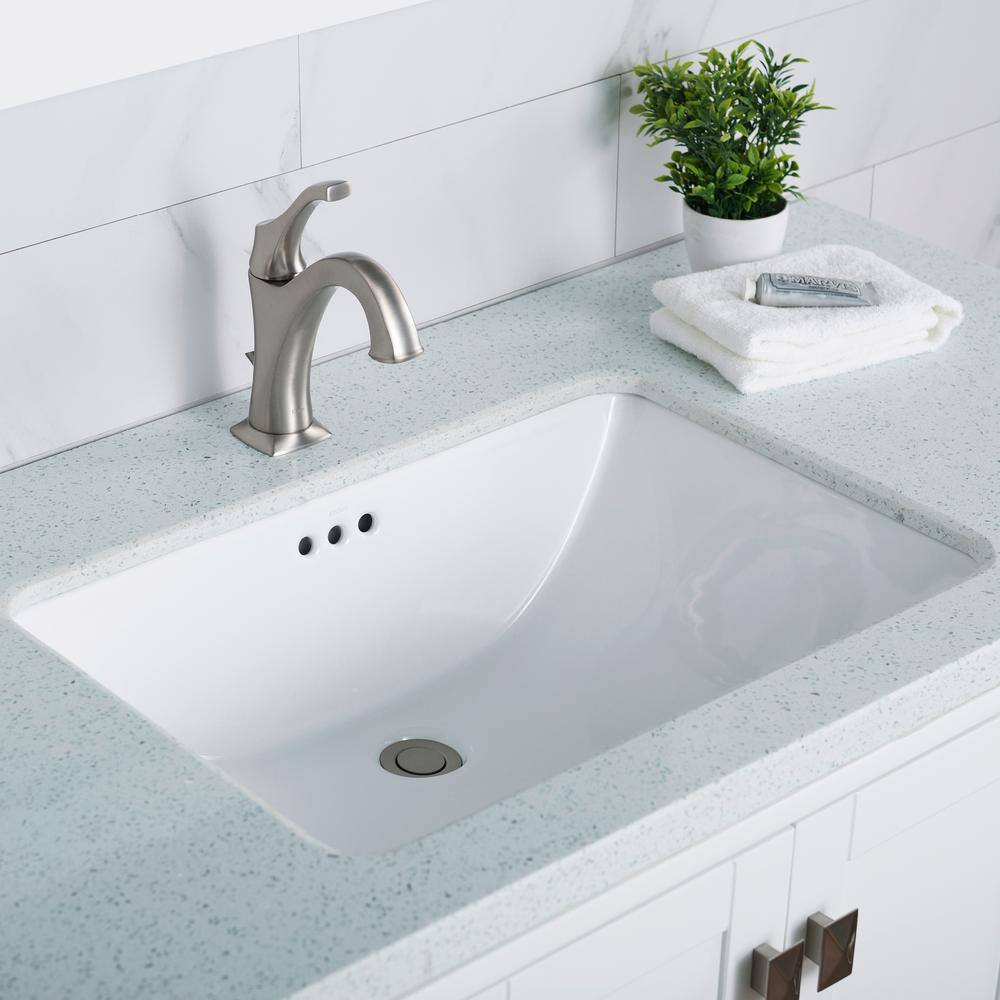 KRAUS Elavo Large Rectangular Ceramic Undermount Bathroom Sink in White with Overflow KCU-251