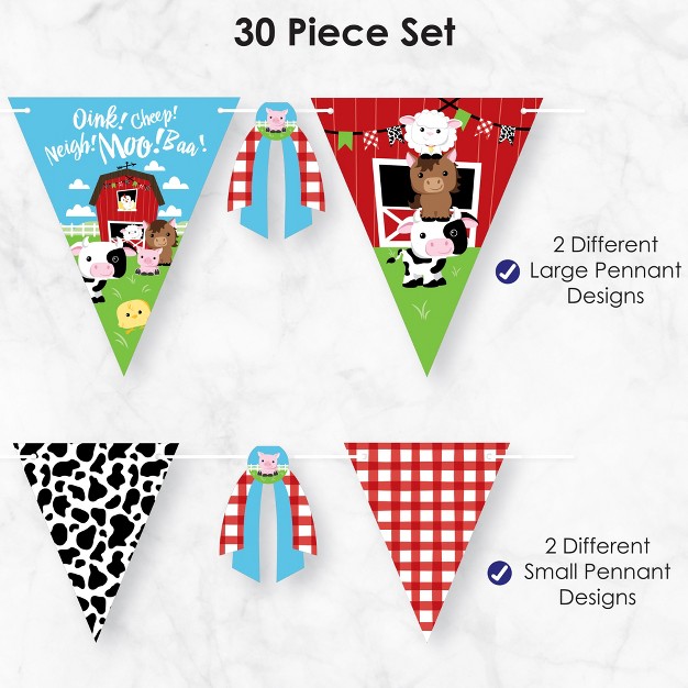 Big Dot Of Happiness Farm Animals Diy Barnyard Baby Shower Or Birthday Party Pennant Garland Decoration Triangle Banner 30 Pieces