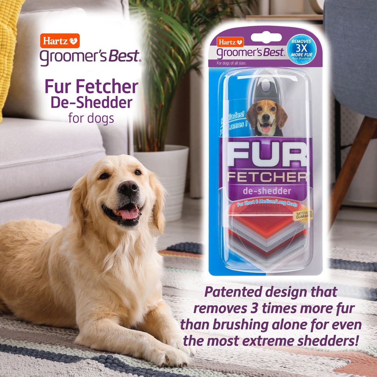 Hartz Groomer's Best Fur Fetcher DeShedding Dog Brush