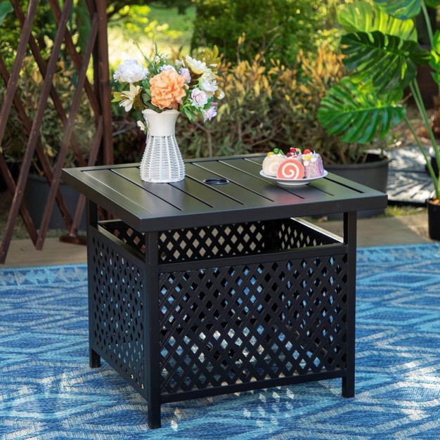 Captiva Designs 3pc Patio Bistro Set With Square Umbrella Table