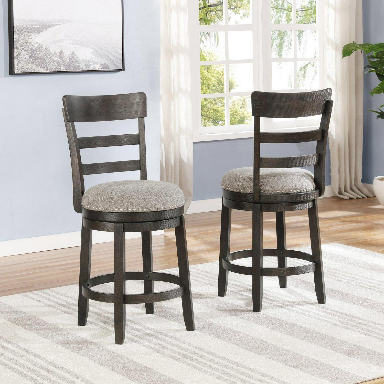 Roundhill Furniture Kessel 255 in Wood Swivel Counter Height Stool 8211 Set of 2  Crowdfused