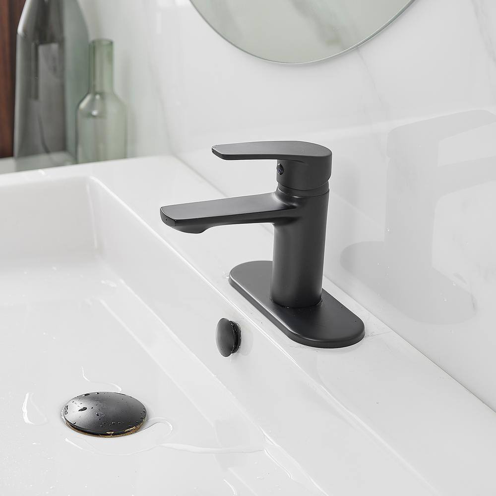 BWE Single Hole Single-Handle Bathroom Faucet in Matte Black A-96043-Black