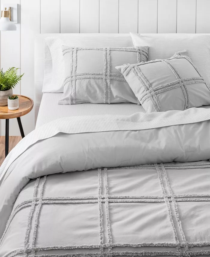 Martha Stewart Collection Skylar Chenille 3-Pc. Duvet Cover Set， Queen， Created For Macy's