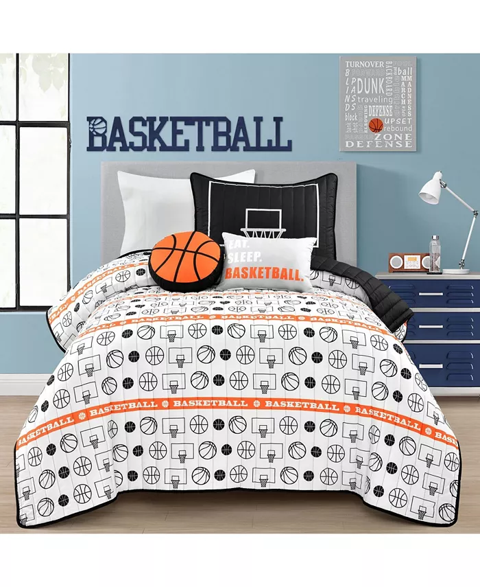 Lush Dandeacute;cor Basketball Game 4 Piece Quilt Set for Kids， Twin Twin XLong