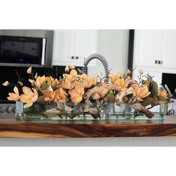 Casa Moderna glass plate planter with magnolias