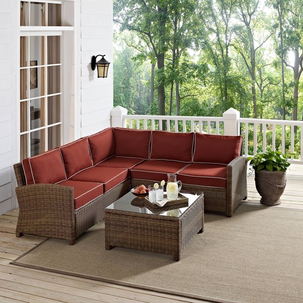 Crosley 4pc Bradenton Steel Outdoor Patio Sectional Sofa Furniture Set