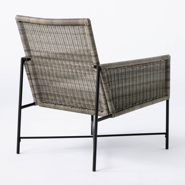 2pc Wicker amp Metal X frame Outdoor Patio Chairs Club Chairs Gray Designed With Studio Mcgee