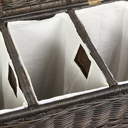 The Basket Lady 3-Compartment Wicker Laundry Sorter Hamper