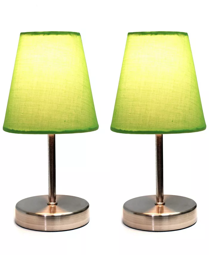 All The Rages Simple Designs Sand Nickel Mini Basic Table Lamp with Fabric Shade 2 Pack Set