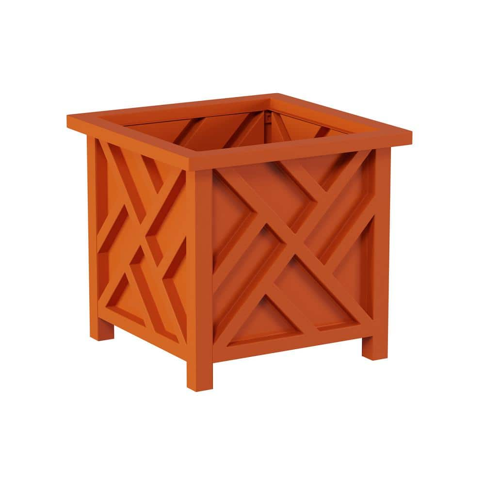 Terracotta Plastic Square Box Planter with Lattice Pattern HW155011