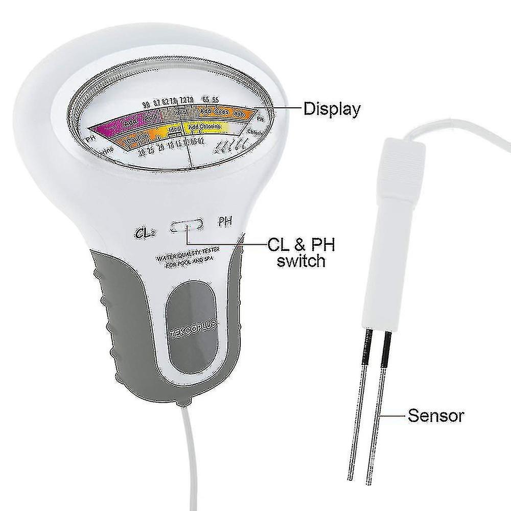 Water Quality Analyzer， Digital Chlorine And Ph Cl2 Tester For Swimming Pools， Spa Water Quality Analyzer With Probe For Home Size Swimming Pools Or S