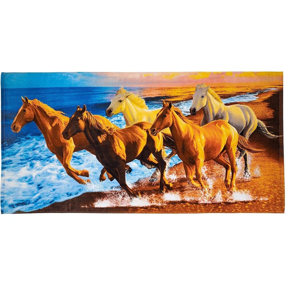 Horses on the Beach Super Soft Plush Cotton Beach Towel