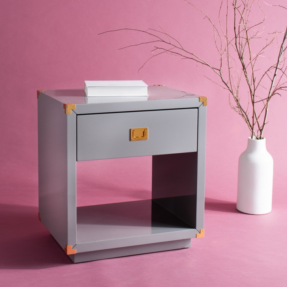 Maven Lacquer Side Table Dark Grey   Contemporary   Side Tables And End Tables   by Peachtree Fine Furniture  Houzz