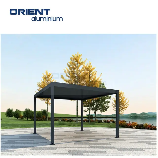 Orient Factory Supply 10ft X10ft Outdoor Waterproof Aluminum Pergolas Gazebo With Retractable Sliding Sunshade Canopy