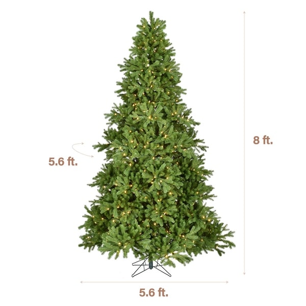 Fraser Hill Farm 8ft. Asheville Pine Artificial Christmas Tree with Warm White LED Lights and Remote Control