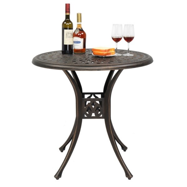 Circular Diamond Top Courtyard Cast Aluminum Table Bronze