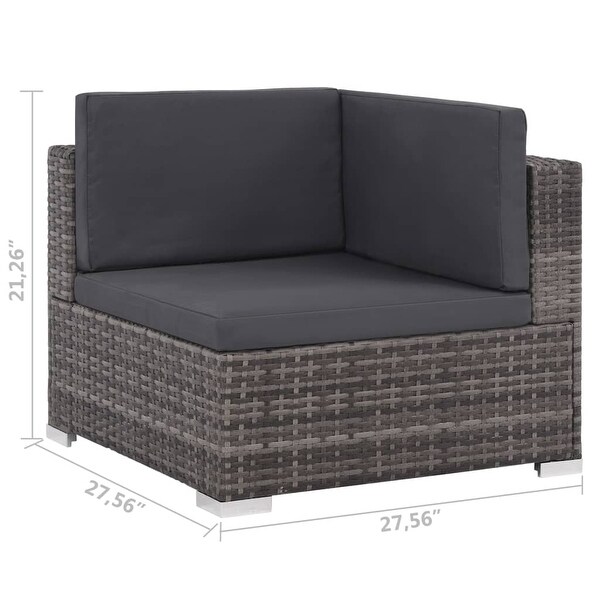 vidaXL 6 Piece Patio Lounge Set with Cushions Poly Rattan Gray