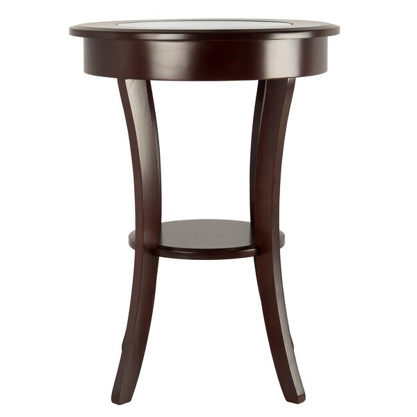 Round Accent Table， Entryway Table Side Table W/ Glass and Curved Legs