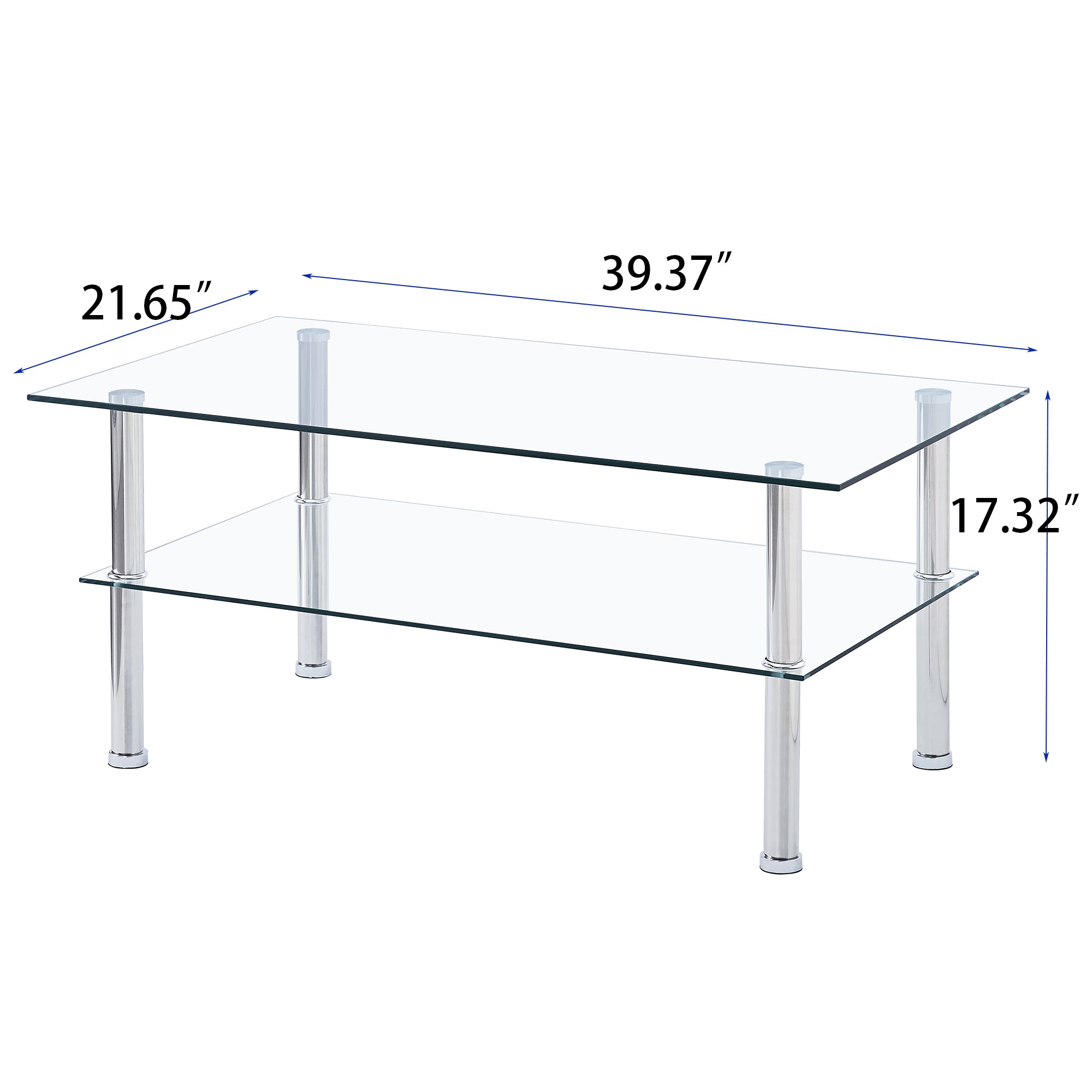 Clear Clear Glass Coffee Table, Tempered Glass Coffee Table for Living Room