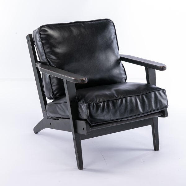 PU Leather Armchair with Removable Cushion