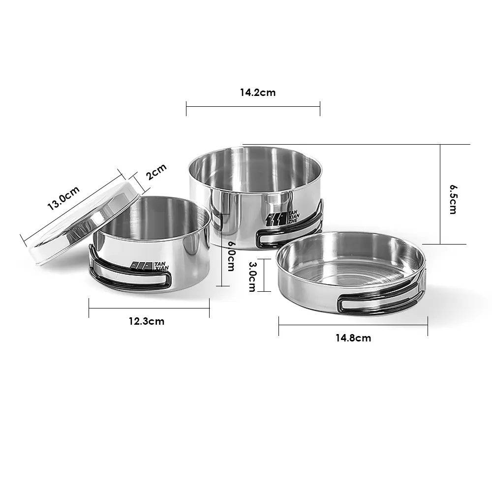 Camping Outdoor Light Weight Food Grade Stainless Steel Portable Four Piece Pot Set Use For Picnic  Hiking  Journey Barbecue