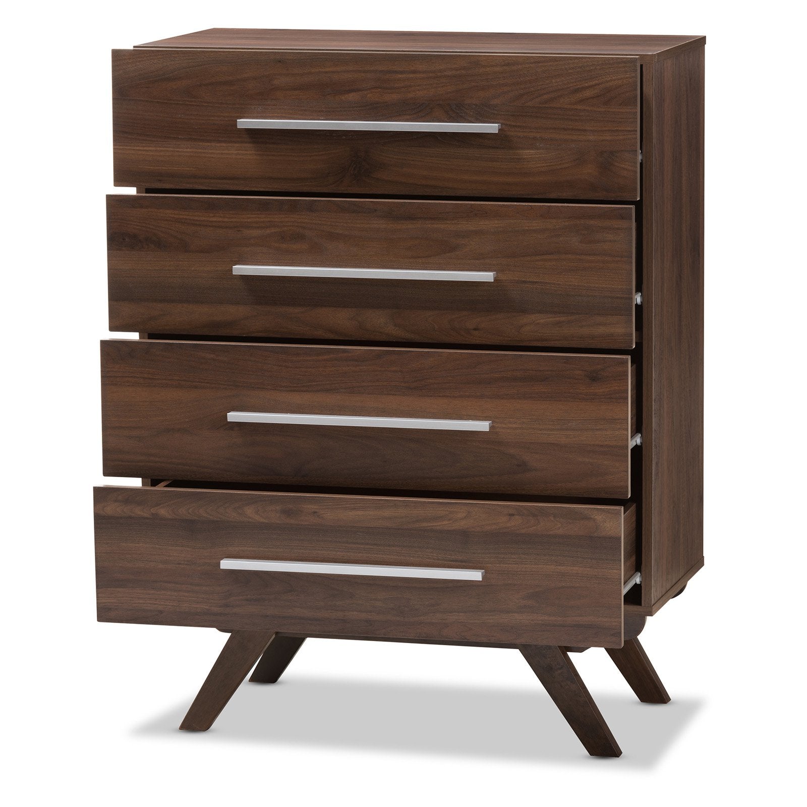 Baxton Studio Auburn Mid-Century Modern Walnut Brown Finished Wood 4-Drawer Chest