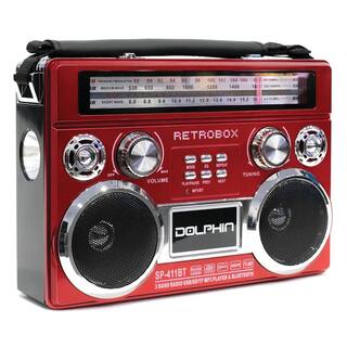 Dolphin Retrobox Red Portable Mini Bluetooth Speaker SP-411BT - RED