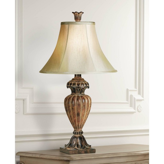 High Two Tone Bronze Off White Bell Shade For Living Room Family Bedroom Bedside Nightstand