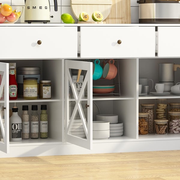 2-Tier Storage Console Cabinet Table With 2 Drawers