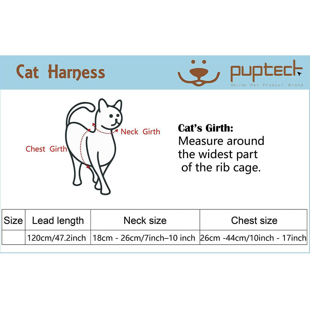 PUPTECK Cat Harness Adjustable Nylon Strap Collar with Leash