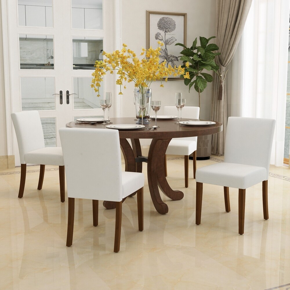 HomyLin Modern Upholstered Parson Dining Chair With Solid Wood Legs Set of 4