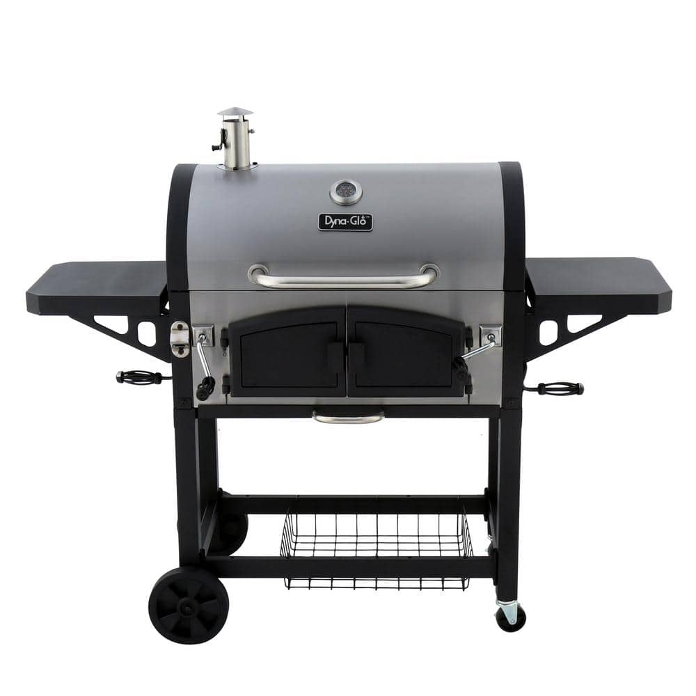 Dyna-Glo Heavy-Duty Extra-Large Dual Chamber Charcoal Grill in Black and Stainless Steel DGN576SNC-D