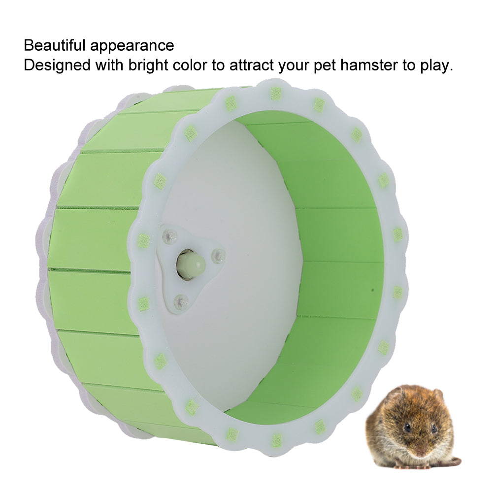 Wood-plastic Board 15cm/5.9in Hamster Toy， Hamster Wheel， Silent Yellow Squirrels Guinea Pigs For Hamster Totoro Green