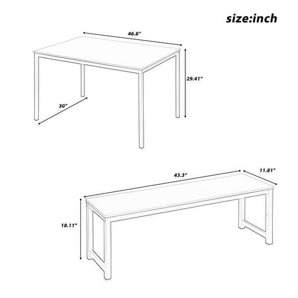 3 Piece Dining set with Two benches， Modern Dining Room Furniture， Beige