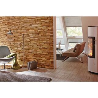 WALL!SUPPLY 0.79 in. x 7.09 in. x 19.49 in UltraWood Teak Firenze Jointless Z-shape Interlocking (10-Pack) 22760111